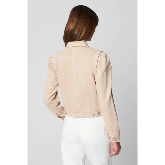 Blank NYC Denim Jacket Rose Dust Beige Button Down Crop - Picture 3 of 13